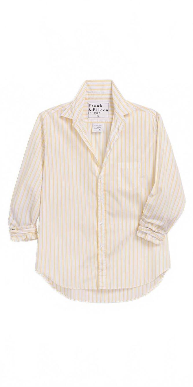 NEW FRANK & EILEEN women's eileen button-up shirt in yellow and navy stripe